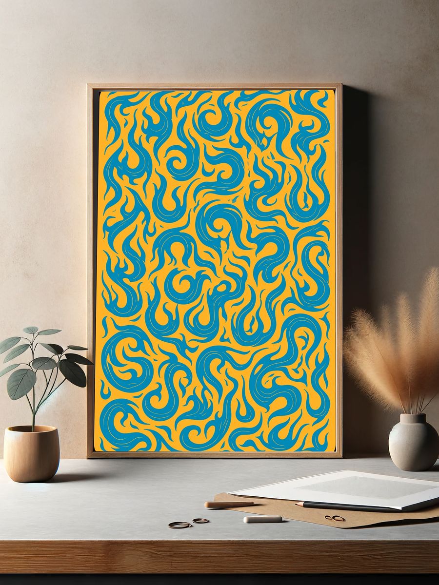 Swirling Teal Pattern Abstract Poster. — room view 2