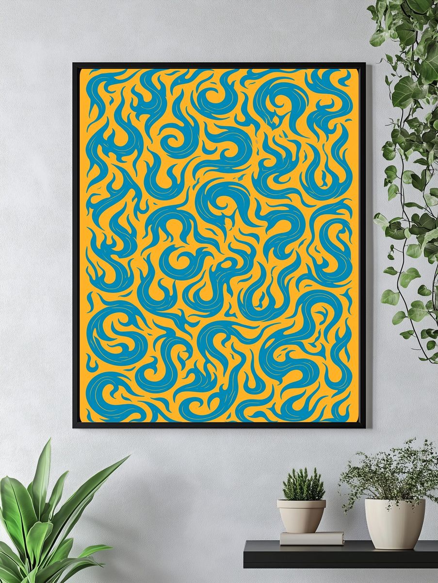 Swirling Teal Pattern Abstract Poster. — room view 4