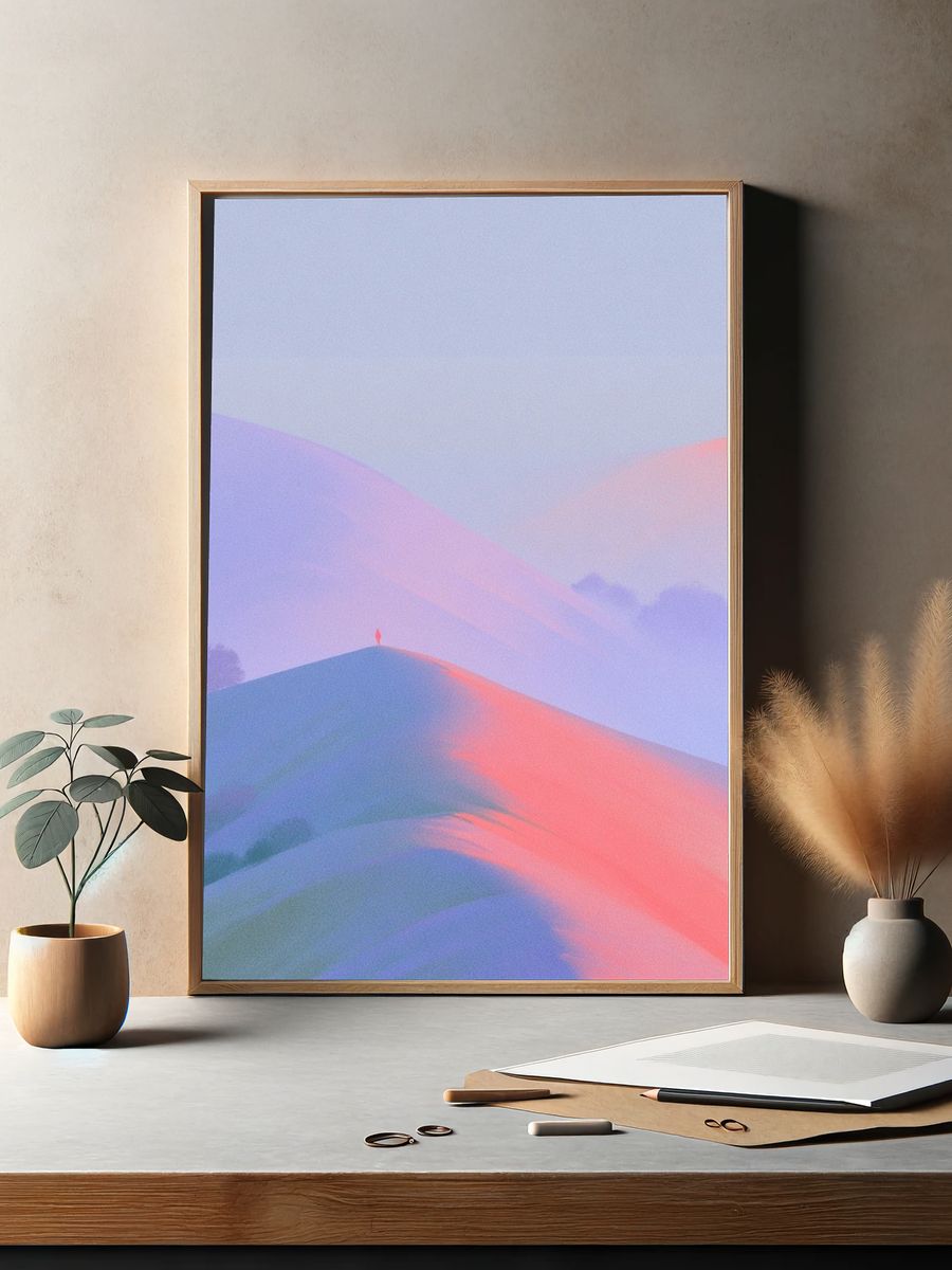 Dreamy Misty Hills Abstract Print. — room view 2