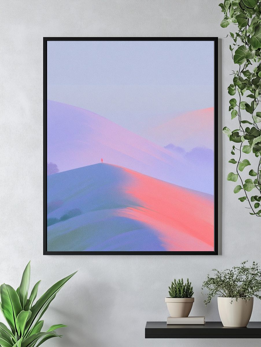 Dreamy Misty Hills Abstract Print. — room view 4