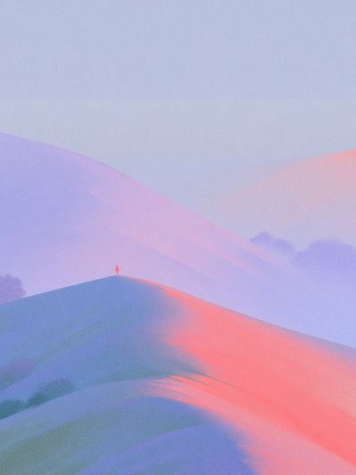 Dreamy Misty Hills Abstract Print. poster