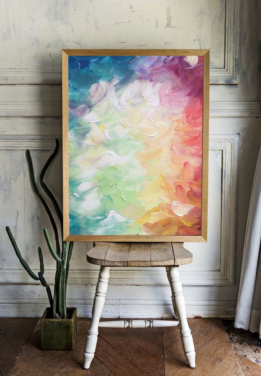 Free abstract colorful painting background. room preview