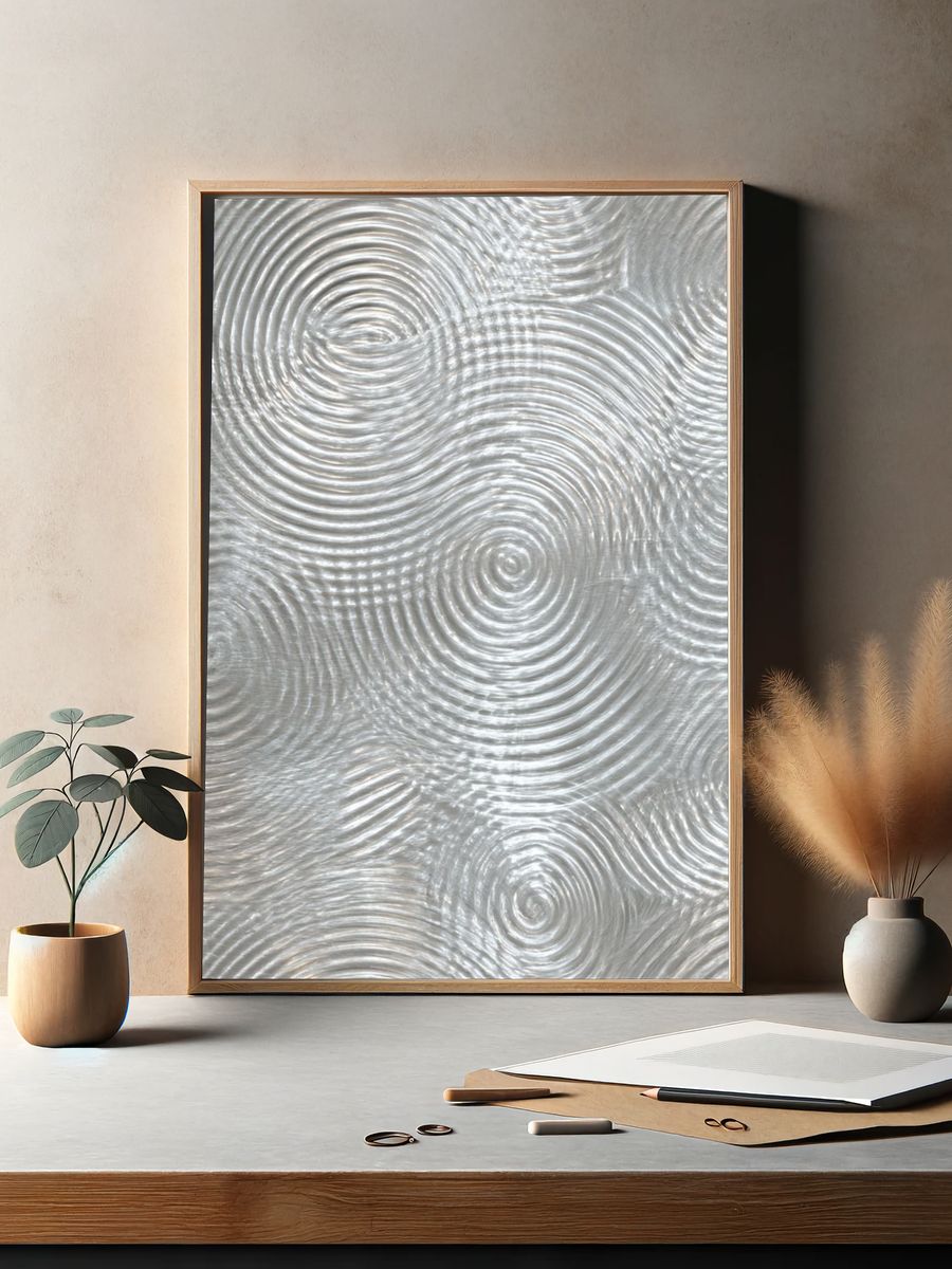 Silver Ripple Abstract Print. — room view 2
