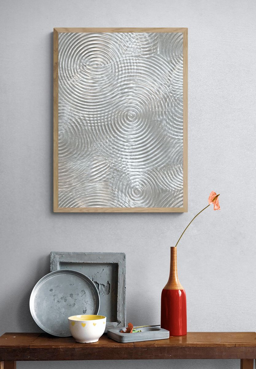 Silver Ripple Abstract Print. — room view 3