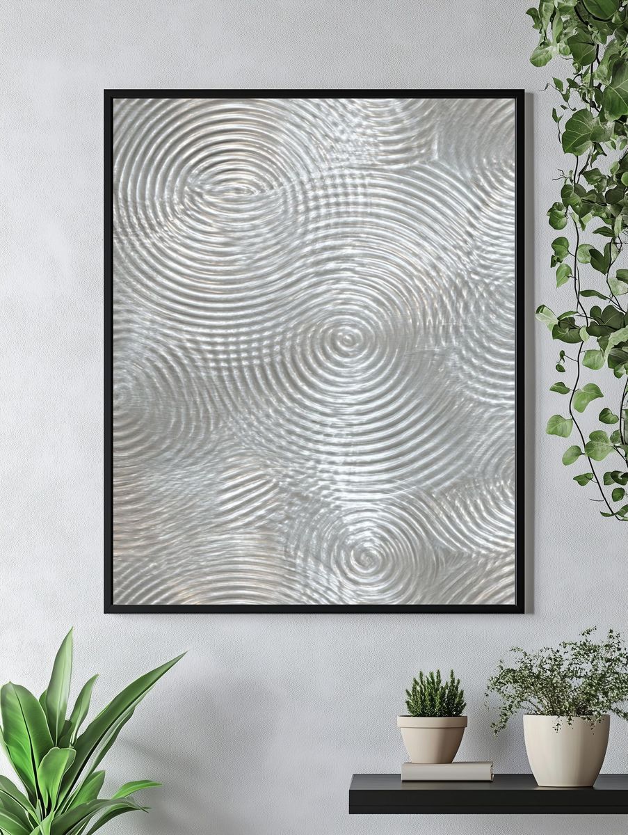 Silver Ripple Abstract Print. — room view 4