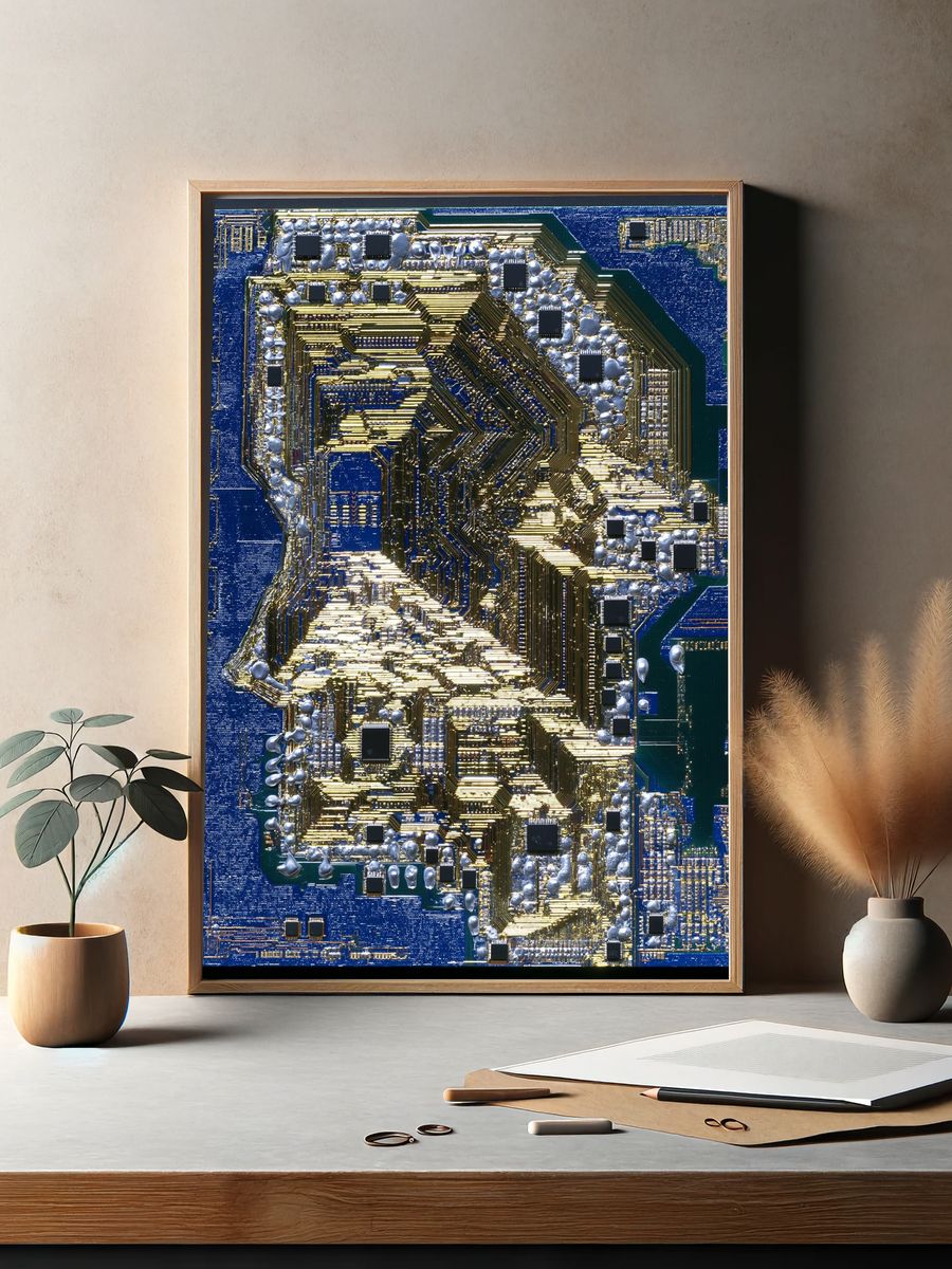 Circuit Face Abstract Print. — room view 2