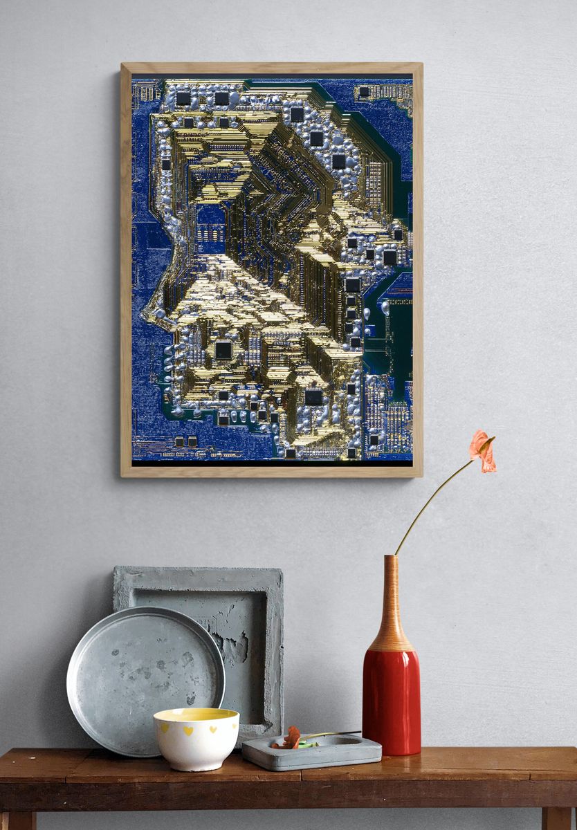 Circuit Face Abstract Print. — room view 3