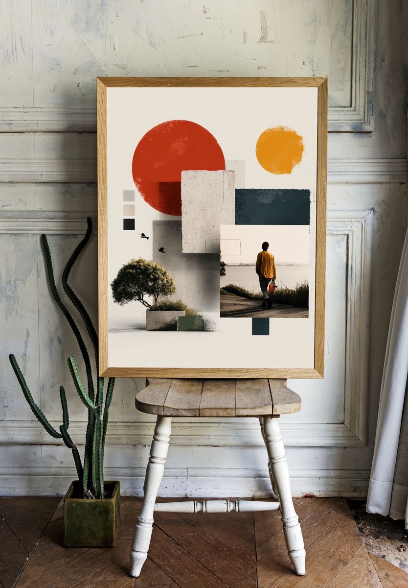 Modern Collage Abstract Poster. — room view 1