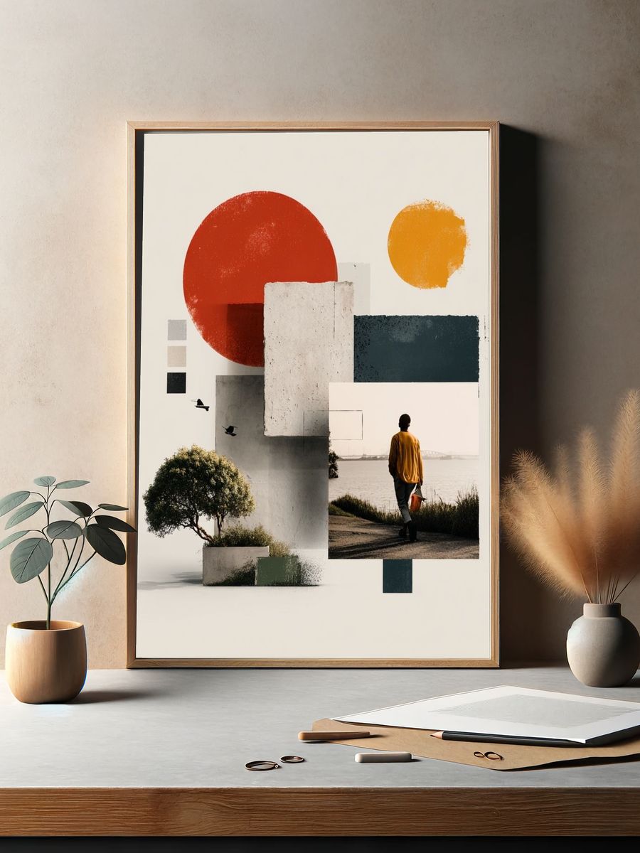 Modern Collage Abstract Poster. — room view 2