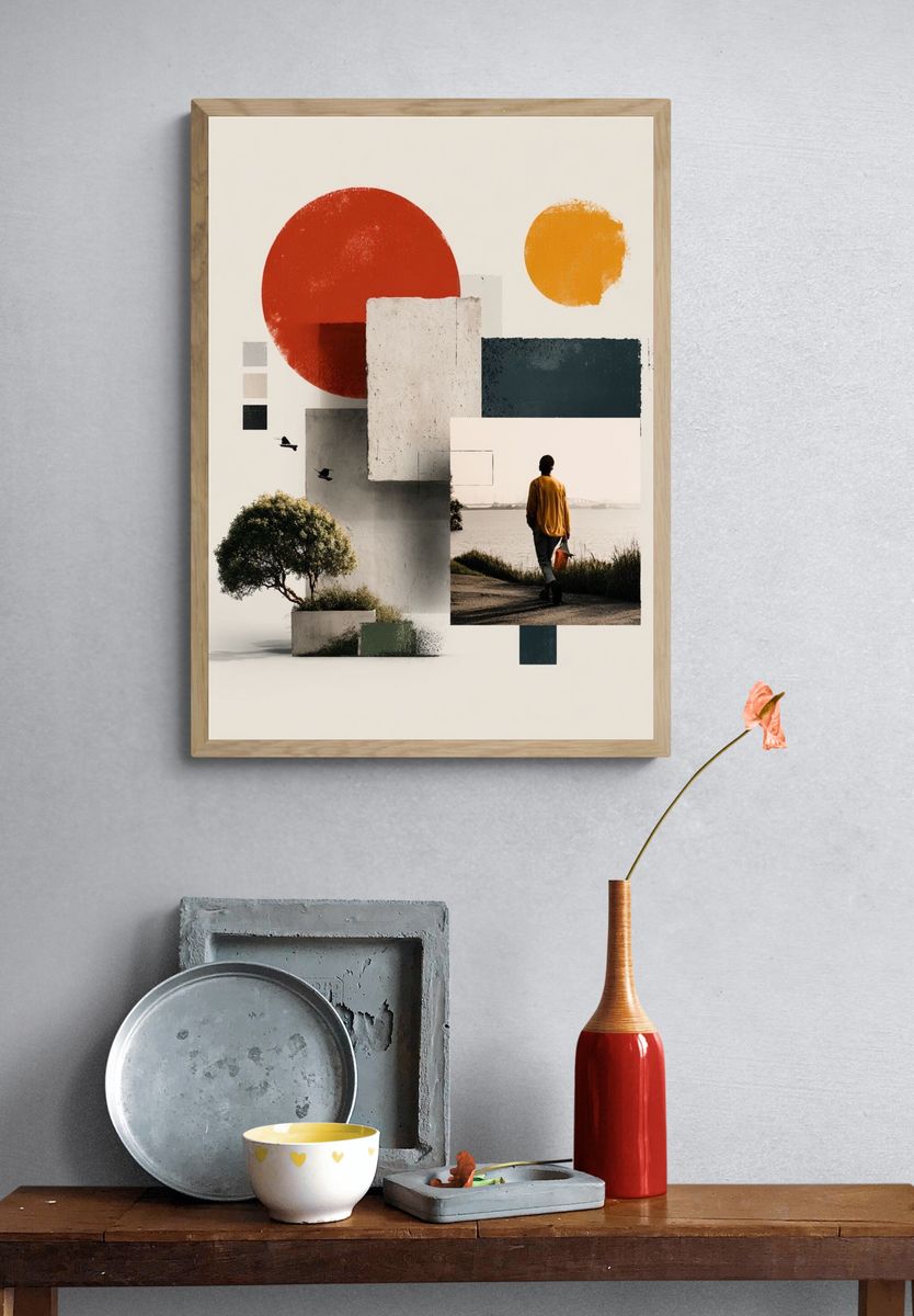 Modern Collage Abstract Poster. — room view 3