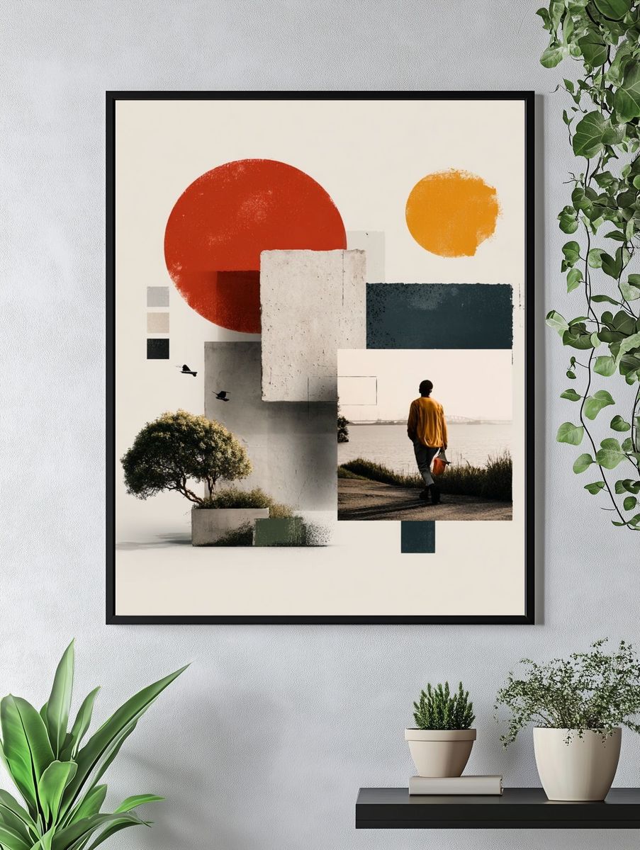 Modern Collage Abstract Poster. — room view 4