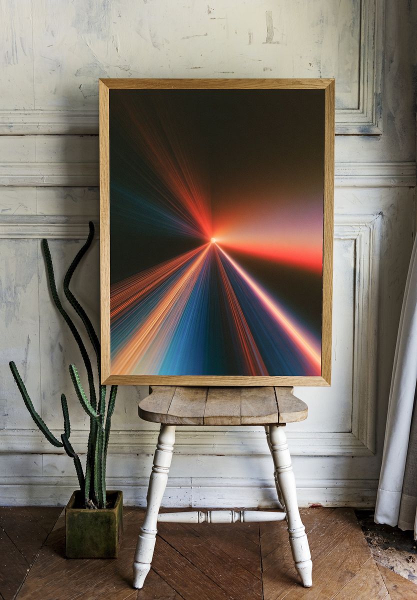 Neon Light Burst Abstract Poster. room preview