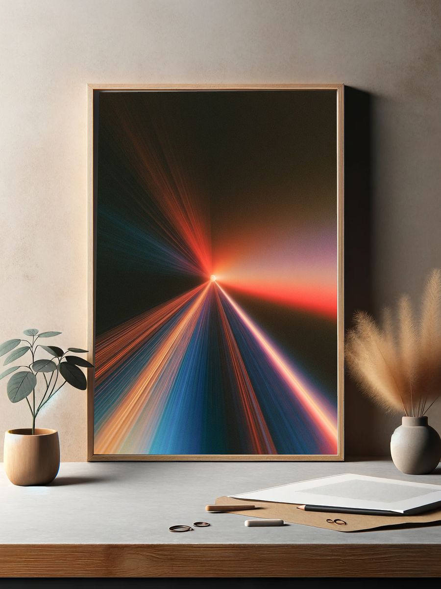 Neon Light Burst Abstract Poster. — room view 2
