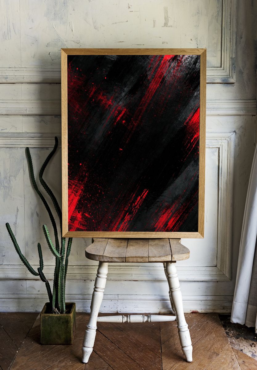 Crimson Slash Abstract Poster. room preview