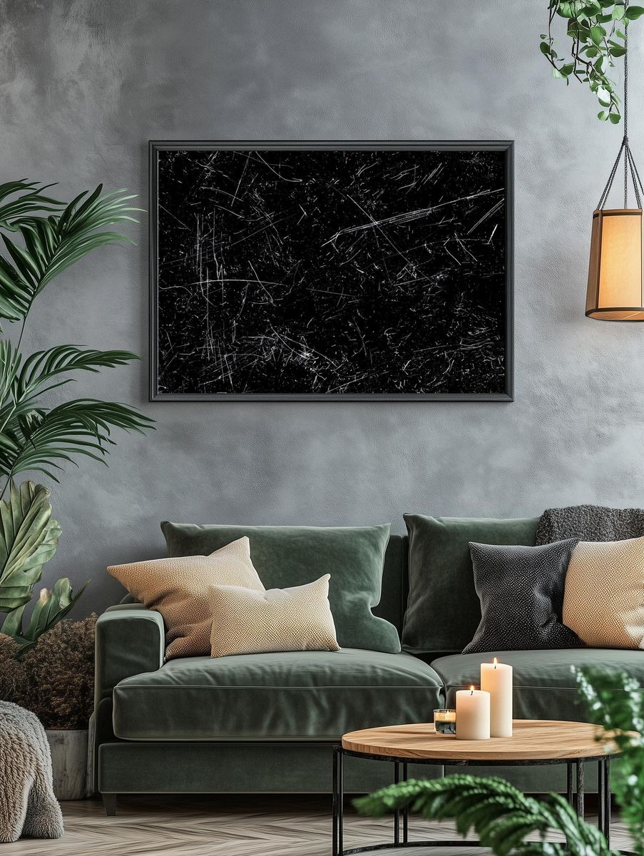 Black background, dust texture design. — room view 4