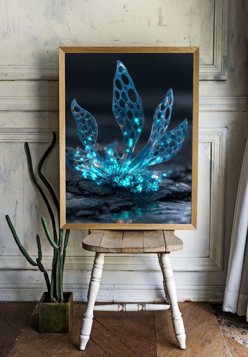 Bioluminescent Coral Abstract Poster. room preview