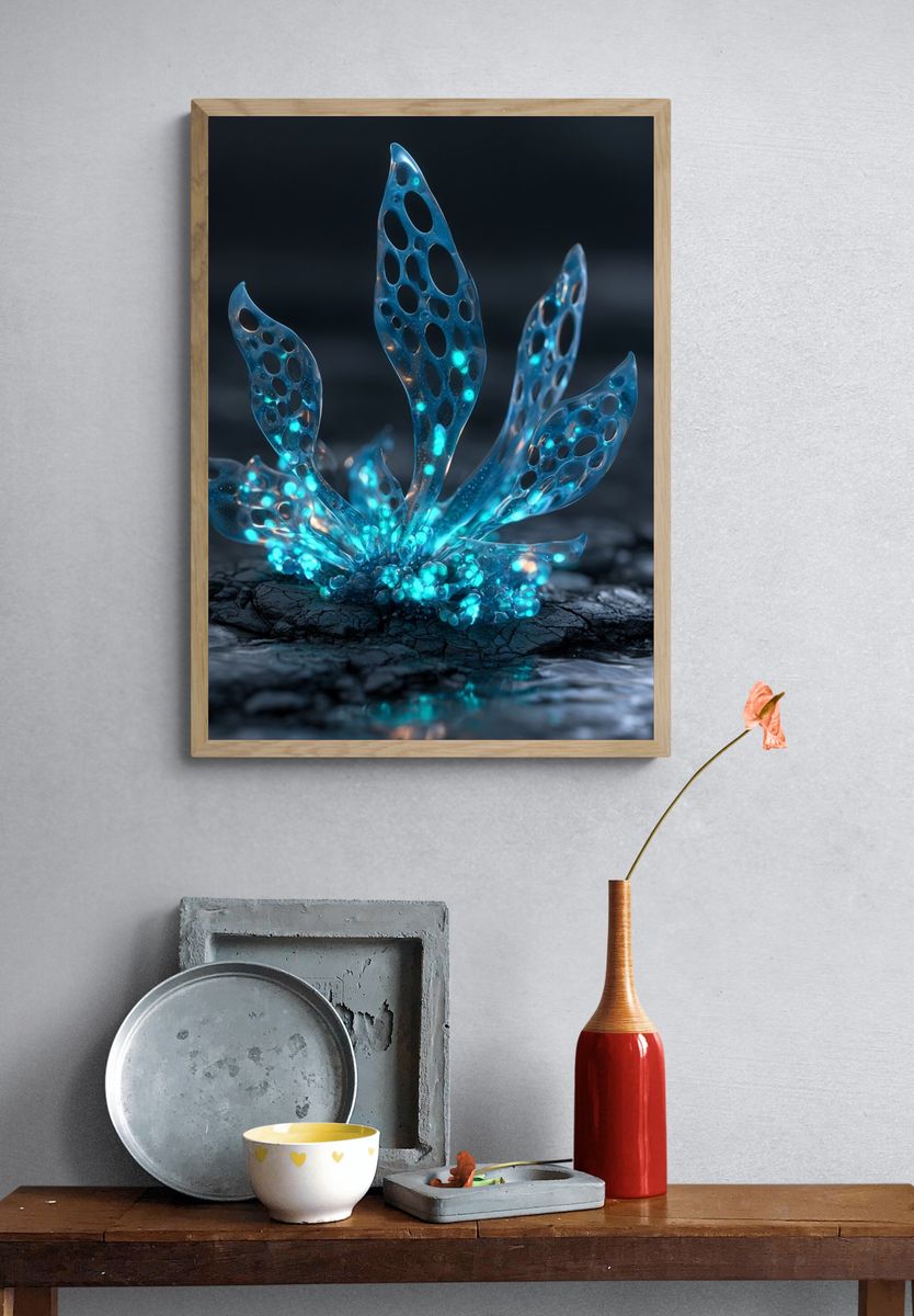 Bioluminescent Coral Abstract Poster. — room view 3
