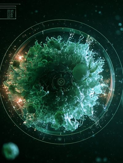 Futuristic Green Orb Abstract Poster.