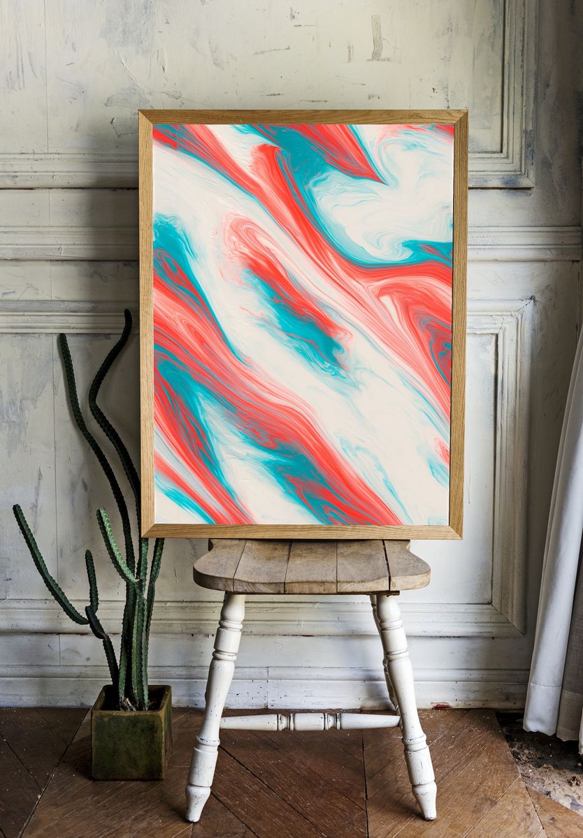 Coral Tide Abstract Poster. — room view 1