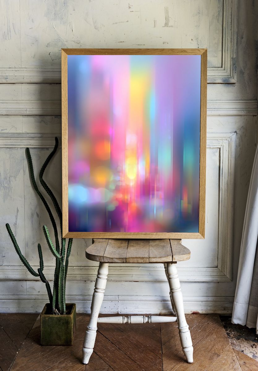 Pastel Light Streaks Abstract Poster. room preview