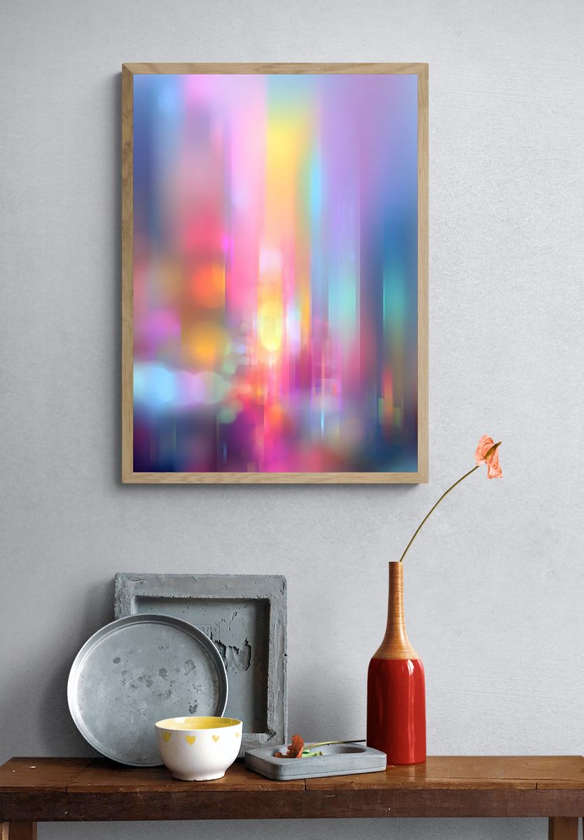 Pastel Light Streaks Abstract Poster. — room view 3