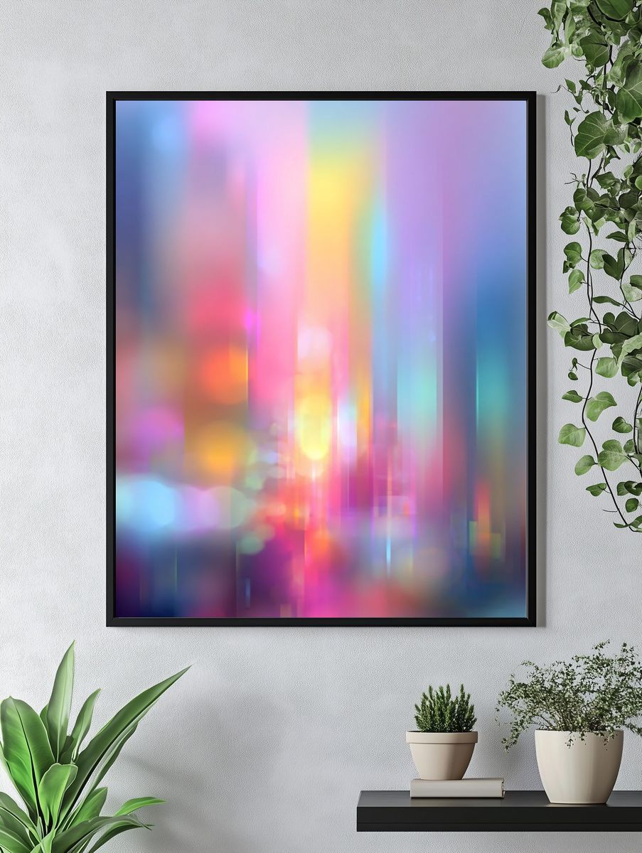 Pastel Light Streaks Abstract Poster. — room view 4