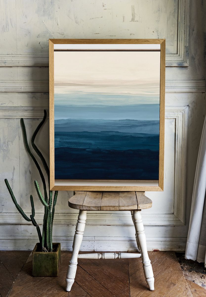 Blue Horizon Abstract Poster. — room view 1