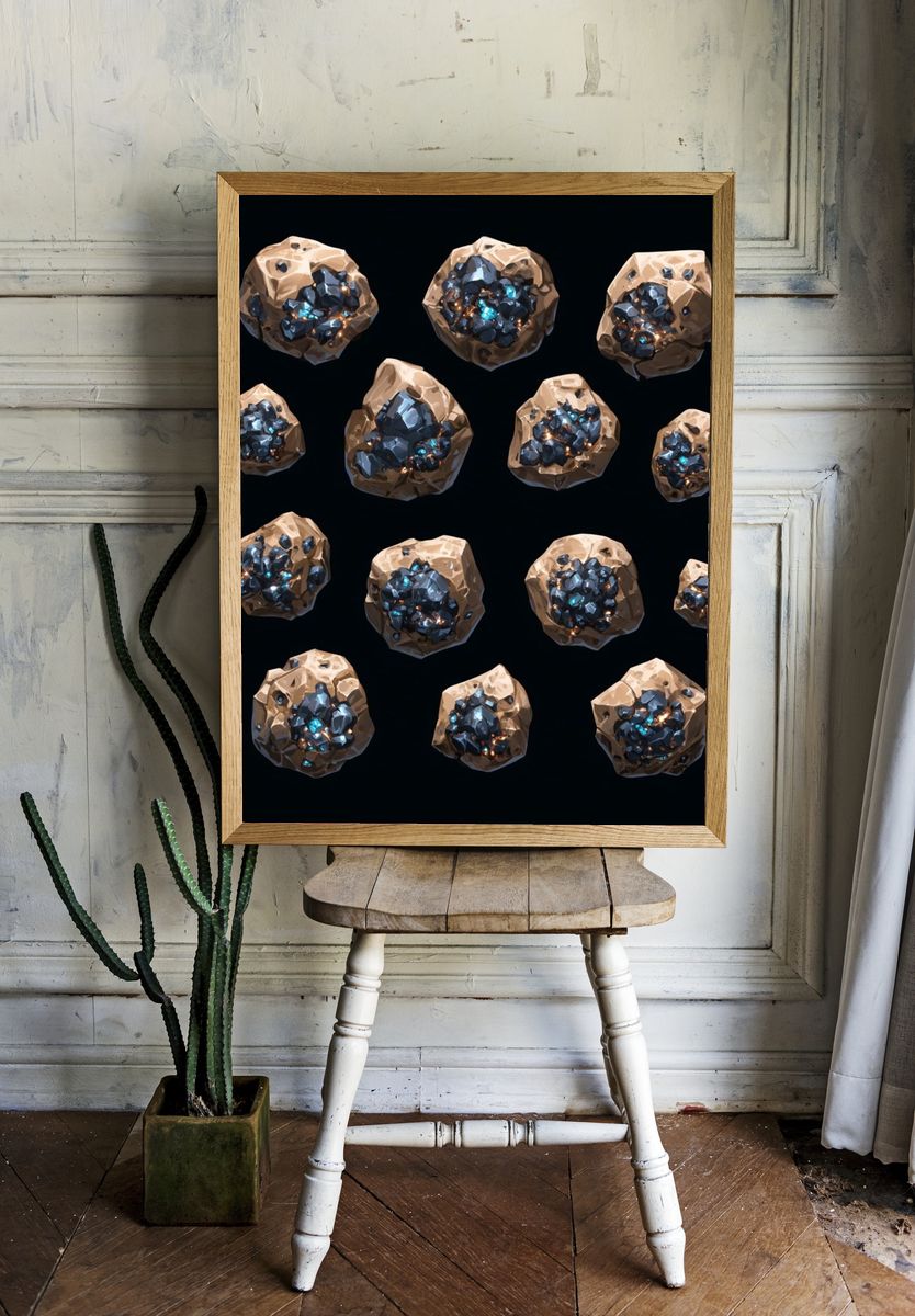 Celestial Mineral Cluster Abstract Print. room preview