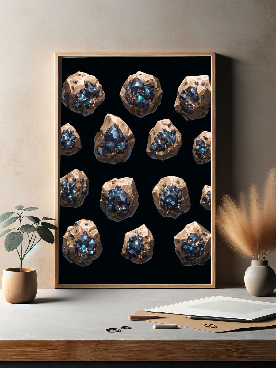 Celestial Mineral Cluster Abstract Print. — room view 2