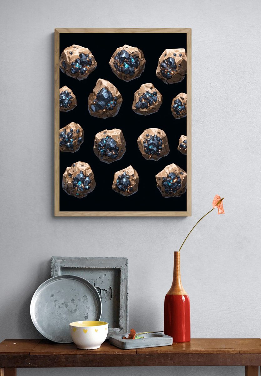 Celestial Mineral Cluster Abstract Print. — room view 3