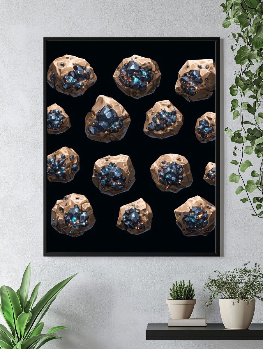 Celestial Mineral Cluster Abstract Print. — room view 4