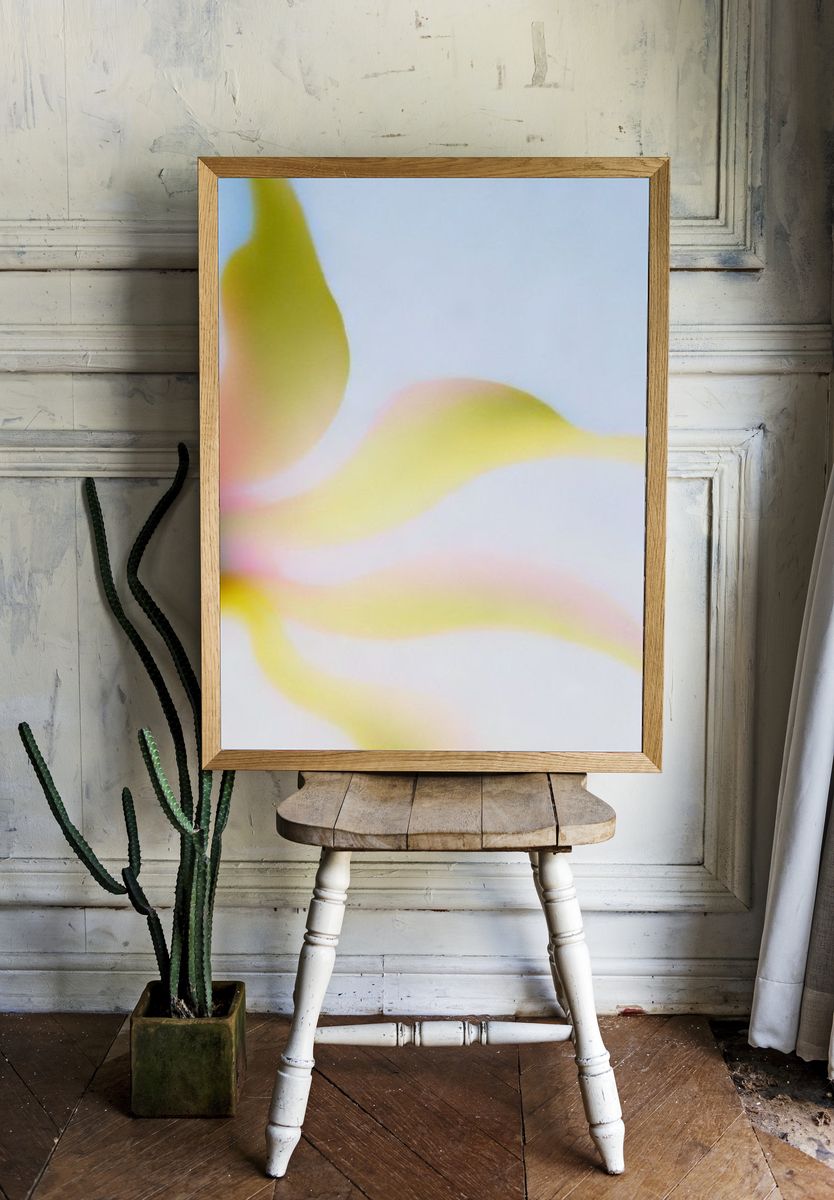 Soft Yellow Abstract Flow Poster. — room view 1