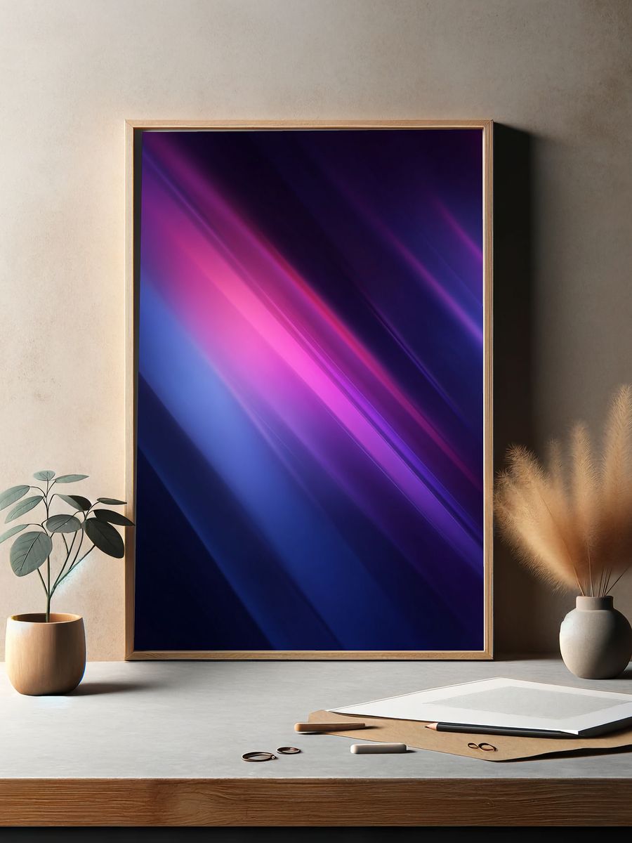 Neon Light Streaks Abstract Poster. — room view 2