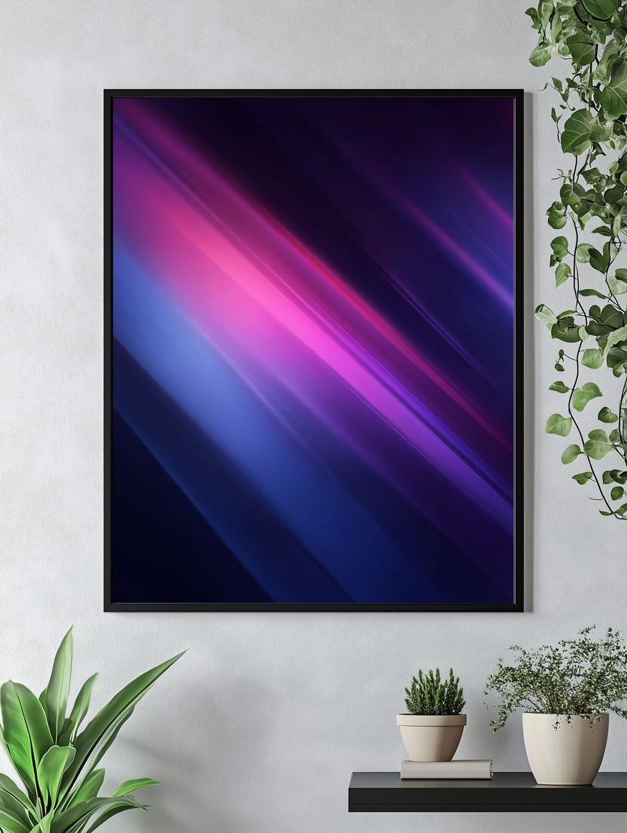 Neon Light Streaks Abstract Poster. — room view 4