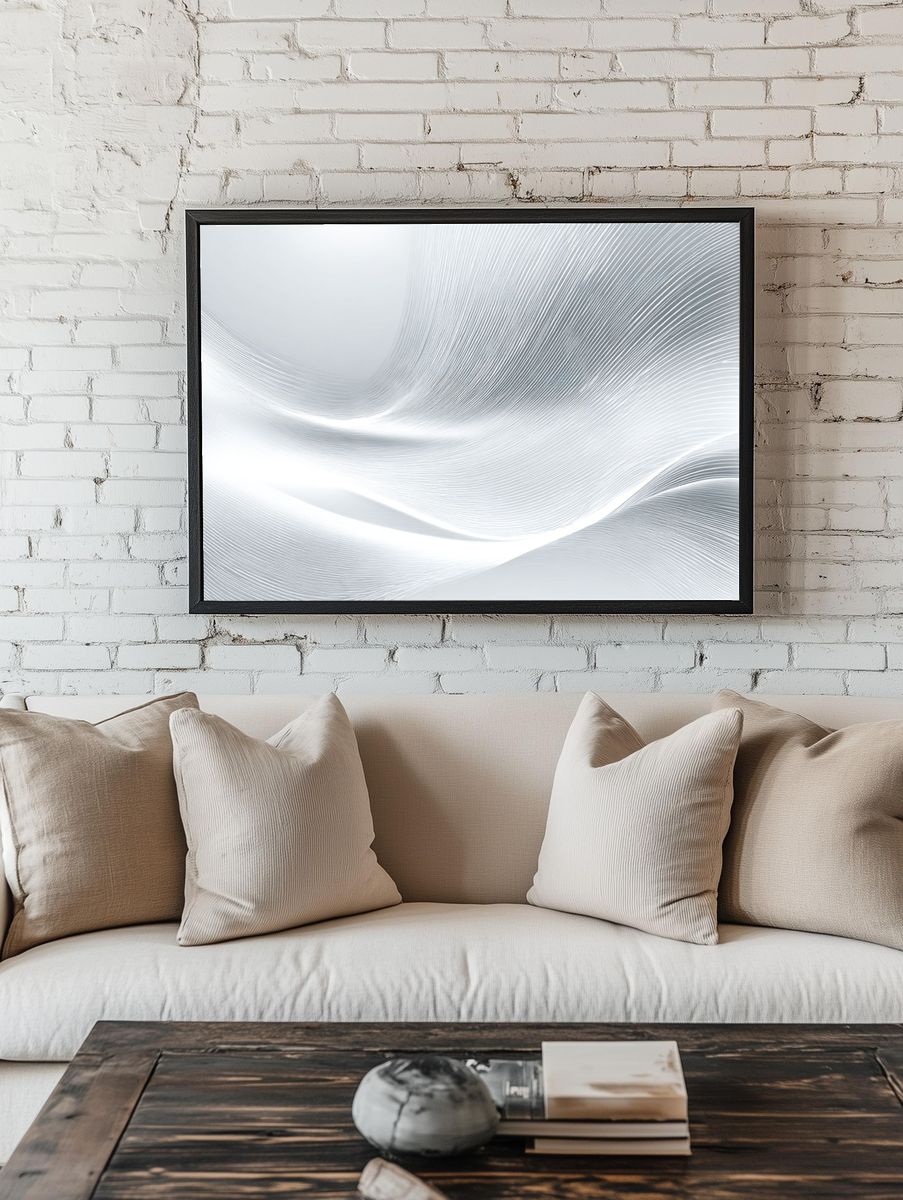 Silver Flow Abstract Poster. — room view 1