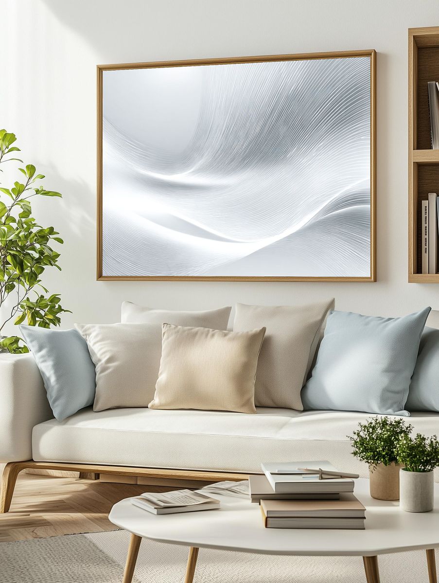 Silver Flow Abstract Poster. — room view 2
