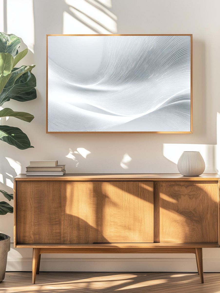 Silver Flow Abstract Poster. — room view 3