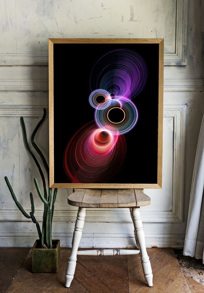 Neon Orbital Abstract Poster. — room view 1