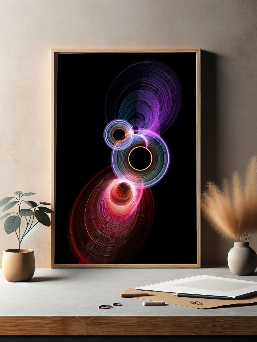 Neon Orbital Abstract Poster. — room view 2