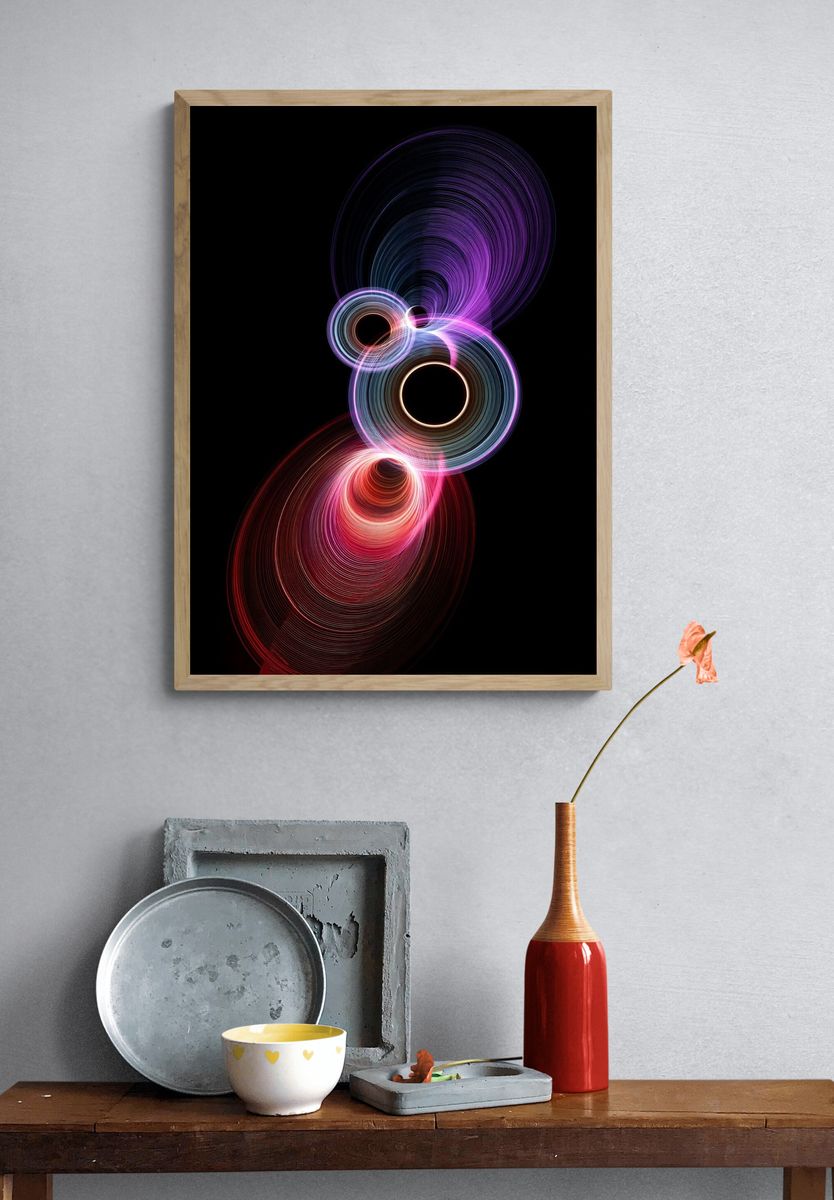 Neon Orbital Abstract Poster. — room view 3