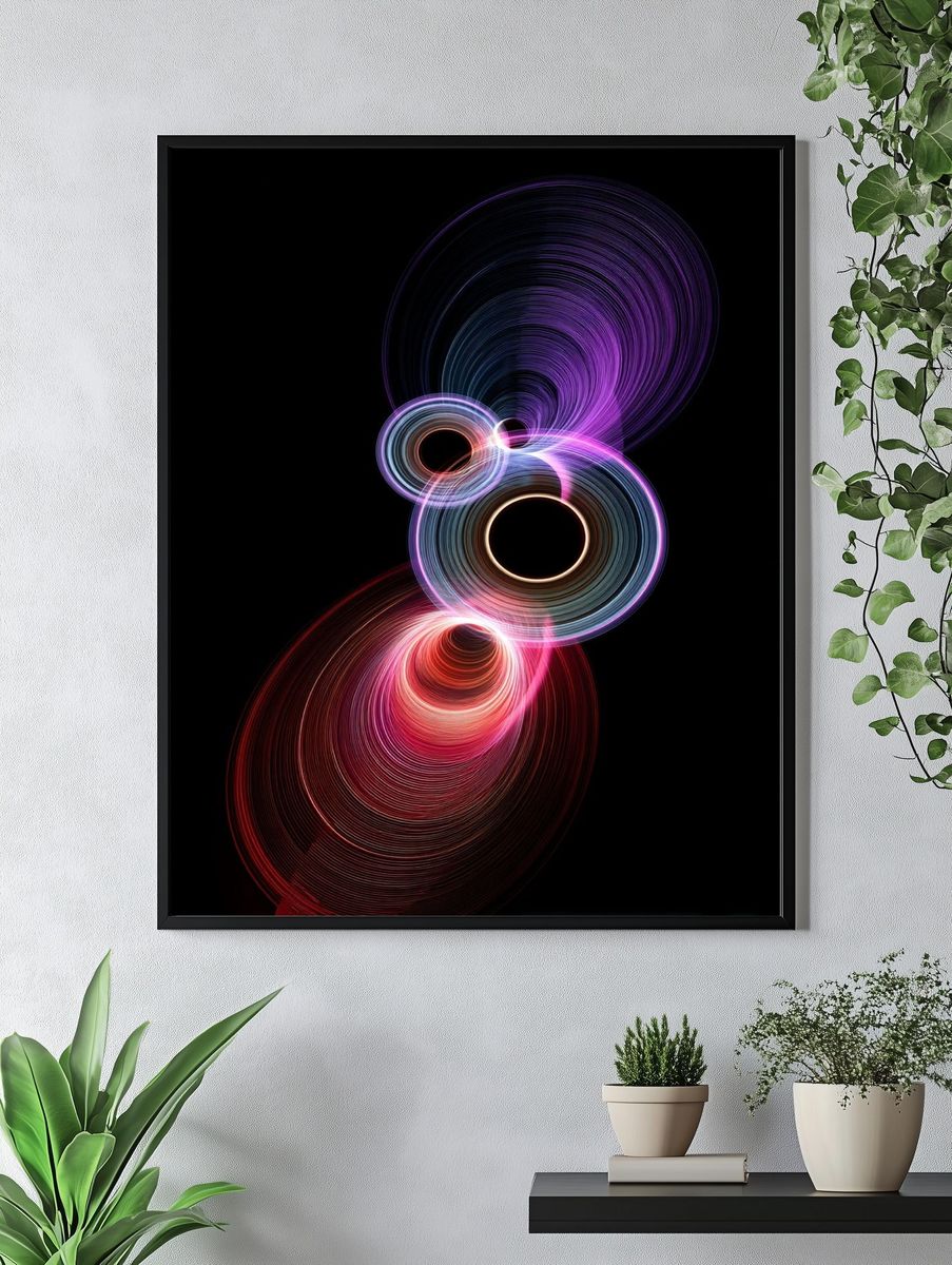 Neon Orbital Abstract Poster. — room view 4