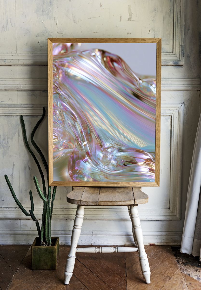 Iridescent Liquid Abstract Poster. — room view 1