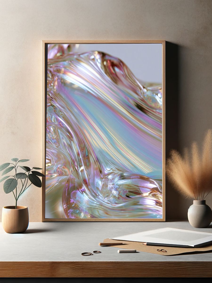 Iridescent Liquid Abstract Poster. — room view 2