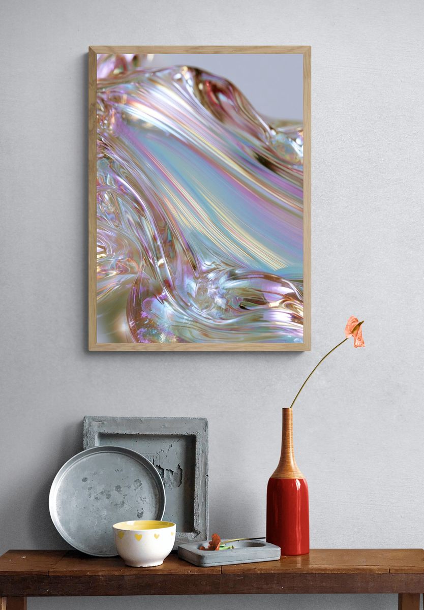 Iridescent Liquid Abstract Poster. — room view 3