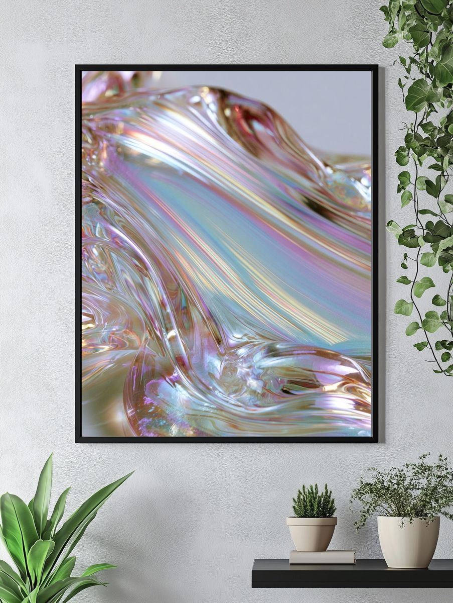 Iridescent Liquid Abstract Poster. — room view 4