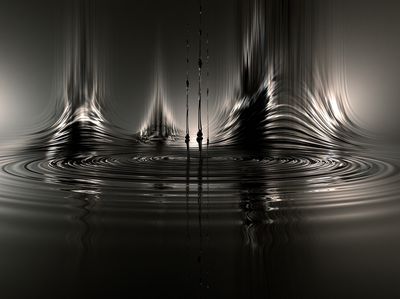Monochrome Liquid Ripples Abstract Poster.