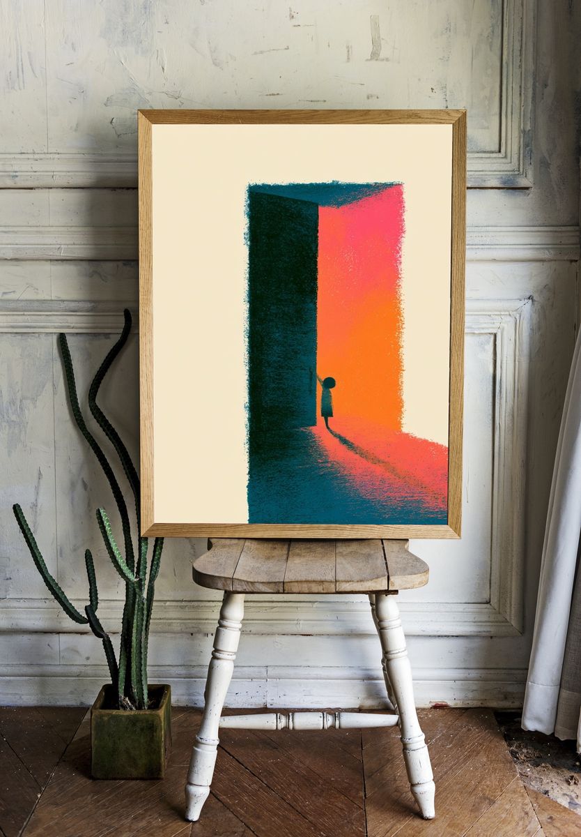 Doorway Silhouette Abstract Print. room preview
