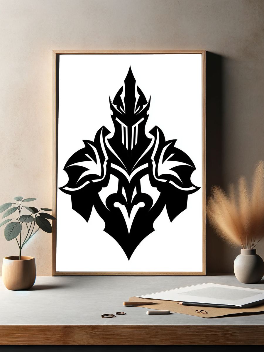 Black Tribal Emblem Poster. — room view 2