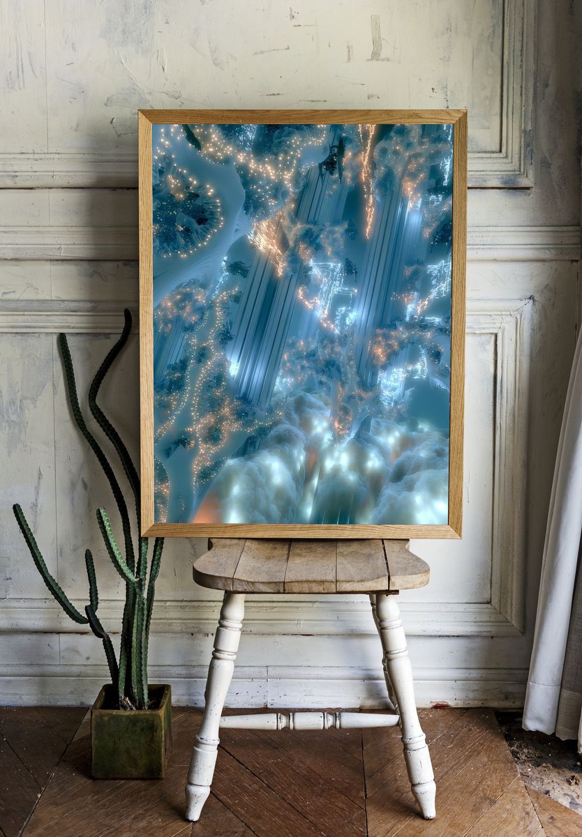 Celestial Ice Cavern Abstract Print. room preview
