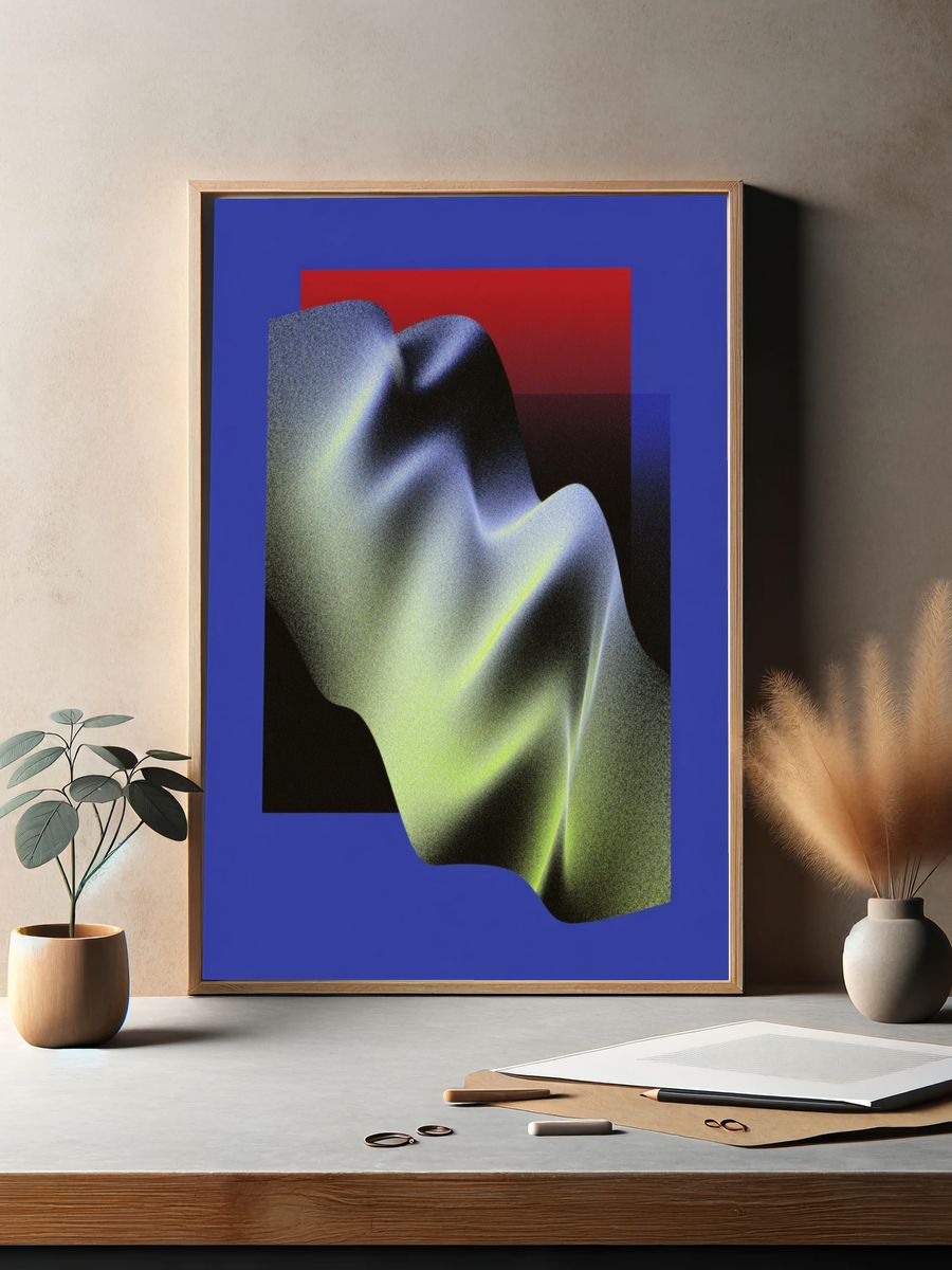 Neon Fold Abstract Poster. — room view 2